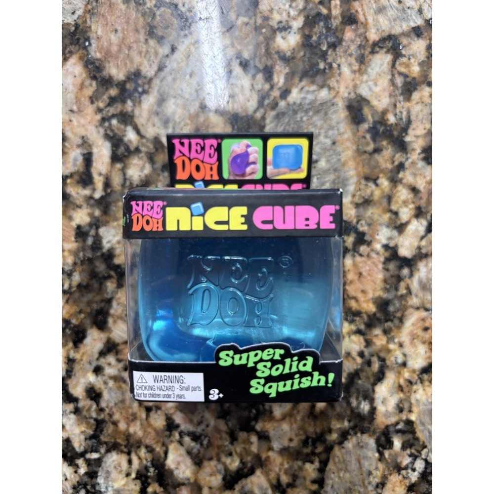 Schylling NeeDoh Nice Cube Super Solid Squishy BLUE Nee Doh Toy Fidget New